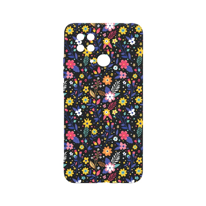 BestCase Slim Silicon 0.8MM telefontok, Xiaomi Redmi 10C, Flower Pattern, Kamera védő, c-B 955