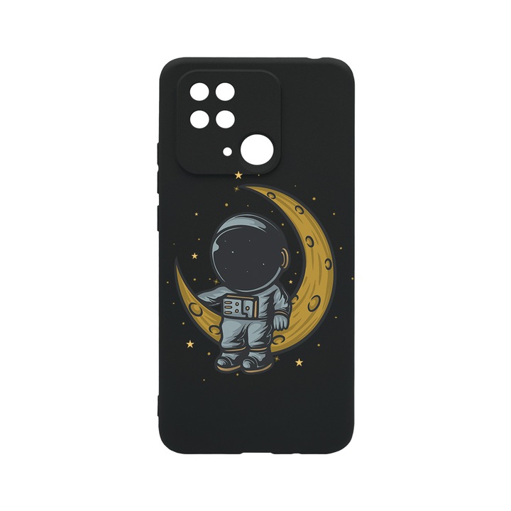 BestCase Slim Silicon 0.8MM telefontok, Xiaomi Redmi 10C, Astronaut on Moon, Kamera védő, c-B 997