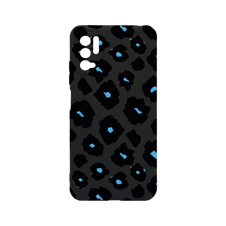 Силиконов калъф BestCase за Xiaomi Redmi Note 10 5G, Blue Leopard Pattern, 0.8MM Slim, Camera Protection, Black Silicon Series, c-B 1039