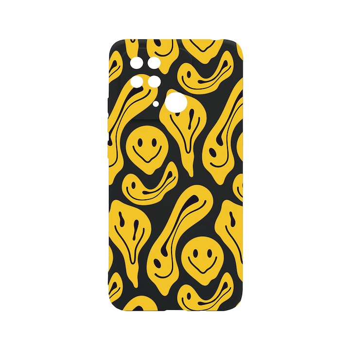BestCase Slim Silicon 0.8MM telefontok, Xiaomi Redmi 10C, Yellow Acid Smiley, Kamera védő, c-B 1052