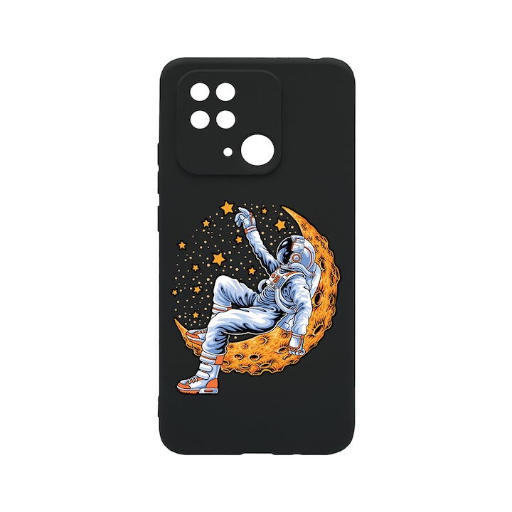 BestCase Slim Silicon 0.8MM telefontok, Xiaomi Redmi 10C, Astronaut On Moon, Kamera védő, c-B 1001