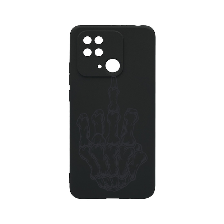 BestCase Slim Silicon 0.8MM telefontok, Xiaomi Redmi 10C, Skeleton Hand FU, Kamera védő, c-B 965