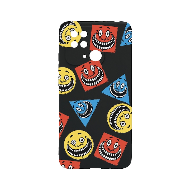 BestCase Slim Silicon 0.8MM telefontok, Xiaomi Redmi 10C, Abstract Smiley, Kamera védő, c-B 1014
