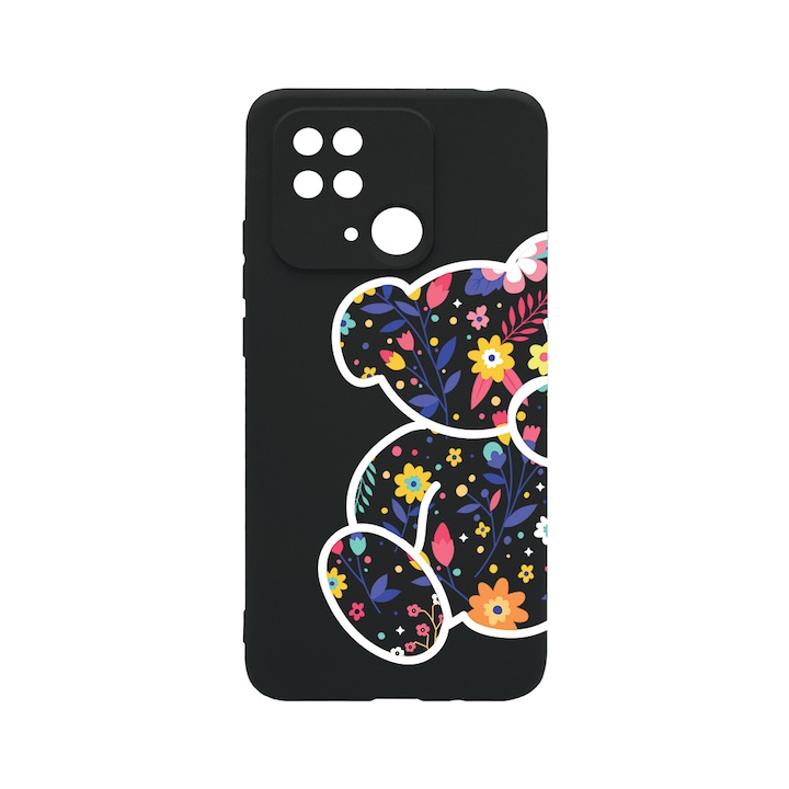 BestCase Slim Silicon 0.8MM telefontok, Xiaomi Redmi 10C, Flower Teddy Bear, Kamera védő, c-B 983