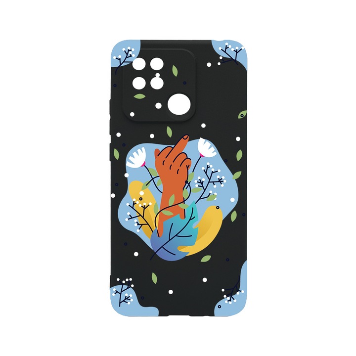 BestCase Slim Silicon 0.8MM telefontok, Xiaomi Redmi 10C, Flowers FCK, Kamera védő, c-B 1020