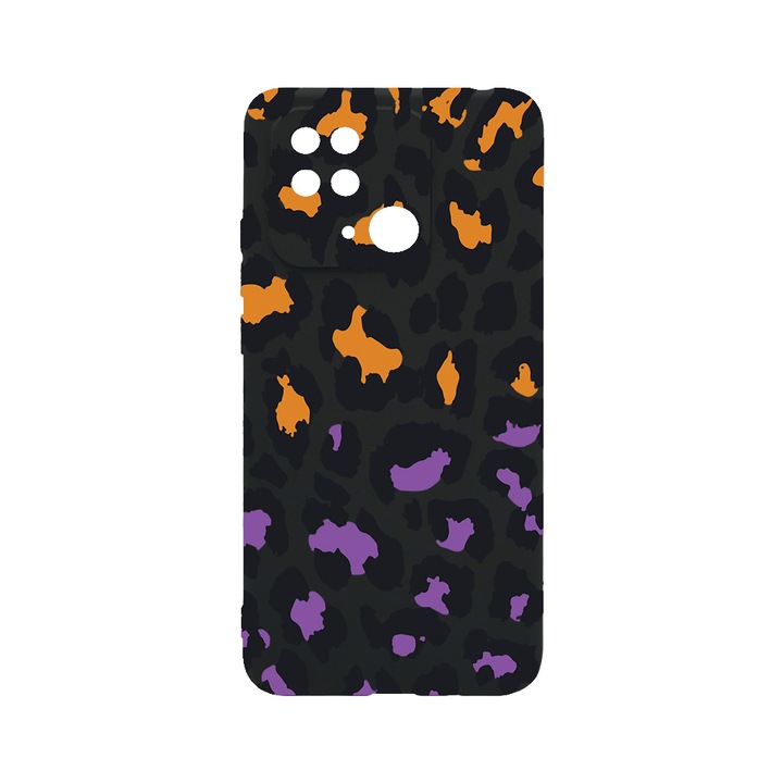 BestCase Slim Silicon 0.8MM telefontok, Xiaomi Redmi 10C, Lila Leopard Pattern, Kamera védő, c-B 1035
