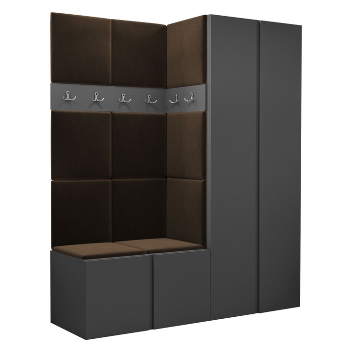 Mobilier pentru hol Tavasz III, MIRJAN24, gri / maro, 46x158x186 cm