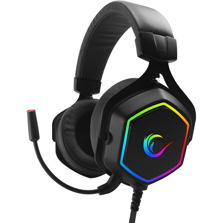 Геймърски слушалки Rampage RM-K50 SELECT, Virtual 7.1 съраунд, RGB осветление, Високоговорител 50 мм, USB, Черен