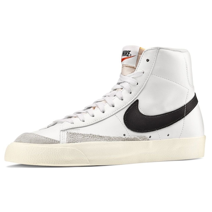 Nike, Blazer Mid '77 sneaker bevont bőr részletekkel, Fehér