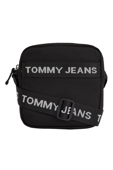 Tommy Jeans, vászon crossbody táska logónyomattal, fekete