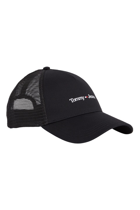 Tommy Jeans, бейзболна шапка от органичен памук с бродирано лого, черна