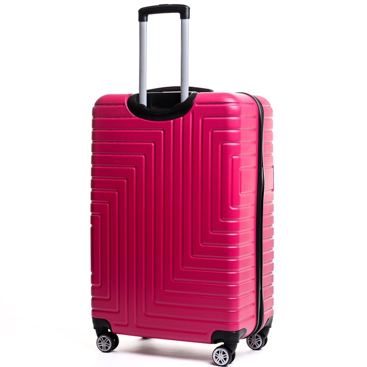 Troler mare, TRAVEL POLO, 78x48x32cm.Bagaj de cala.Valiza din ABS, A1004, Fucsia