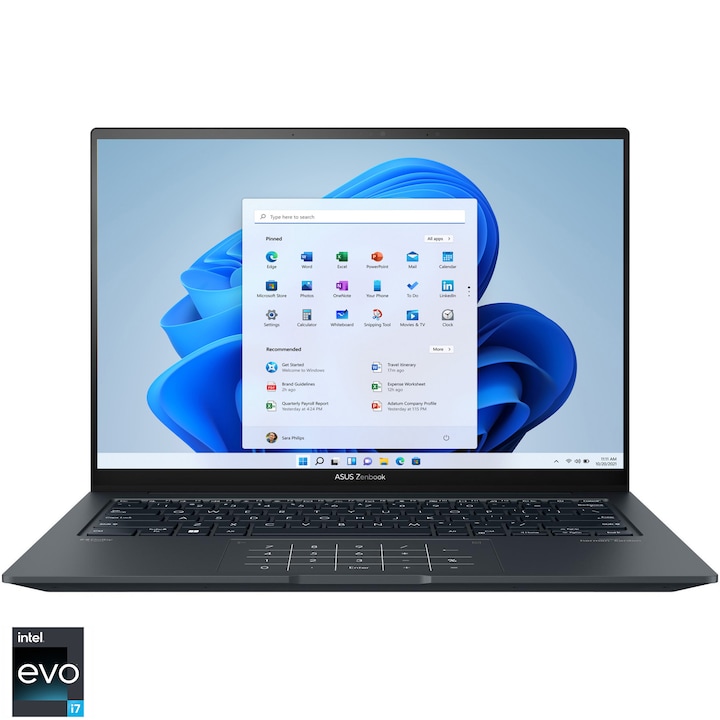 ASUS Zenbook 14X UX3404VC laptop Intel® Core™ i7-13700H proceszorral 5.0 GHz-ig, 14.5", 3K, OLED, 16GB, 1TB SSD, NVIDIA® GeForce® RTX™ 3050 4GB, Windows 11 Pro, Nemzetközi angol billentyűzet, Inkwell Gray