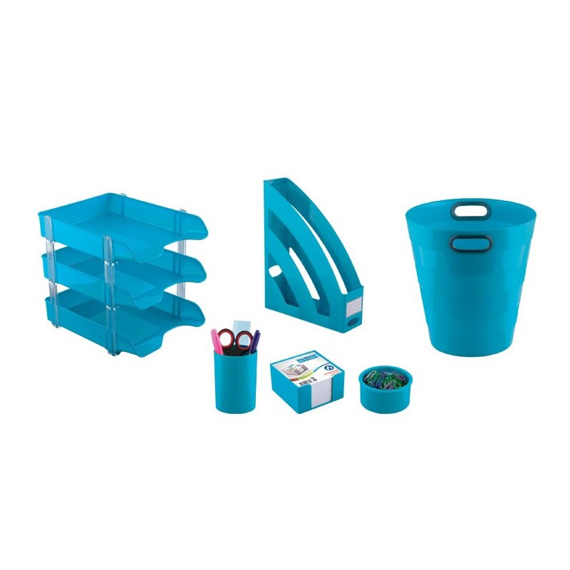 Set 8 piese accesorii pentru birou, ARK, turcoaz