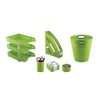 Set 8 piese accesorii pentru birou, ARK, verde Set 8 piese accesorii pentru birou, ARK, verde