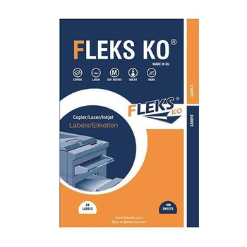 Etichete autoadezive albe 16/A4, 105 x 37 mm, FLEKS-KO, colturi drepte, 100 coli/top Etichete autoadezive albe 16/A4, 105 x 37 mm, FLEKS-KO, colturi drepte, 100 coli/top