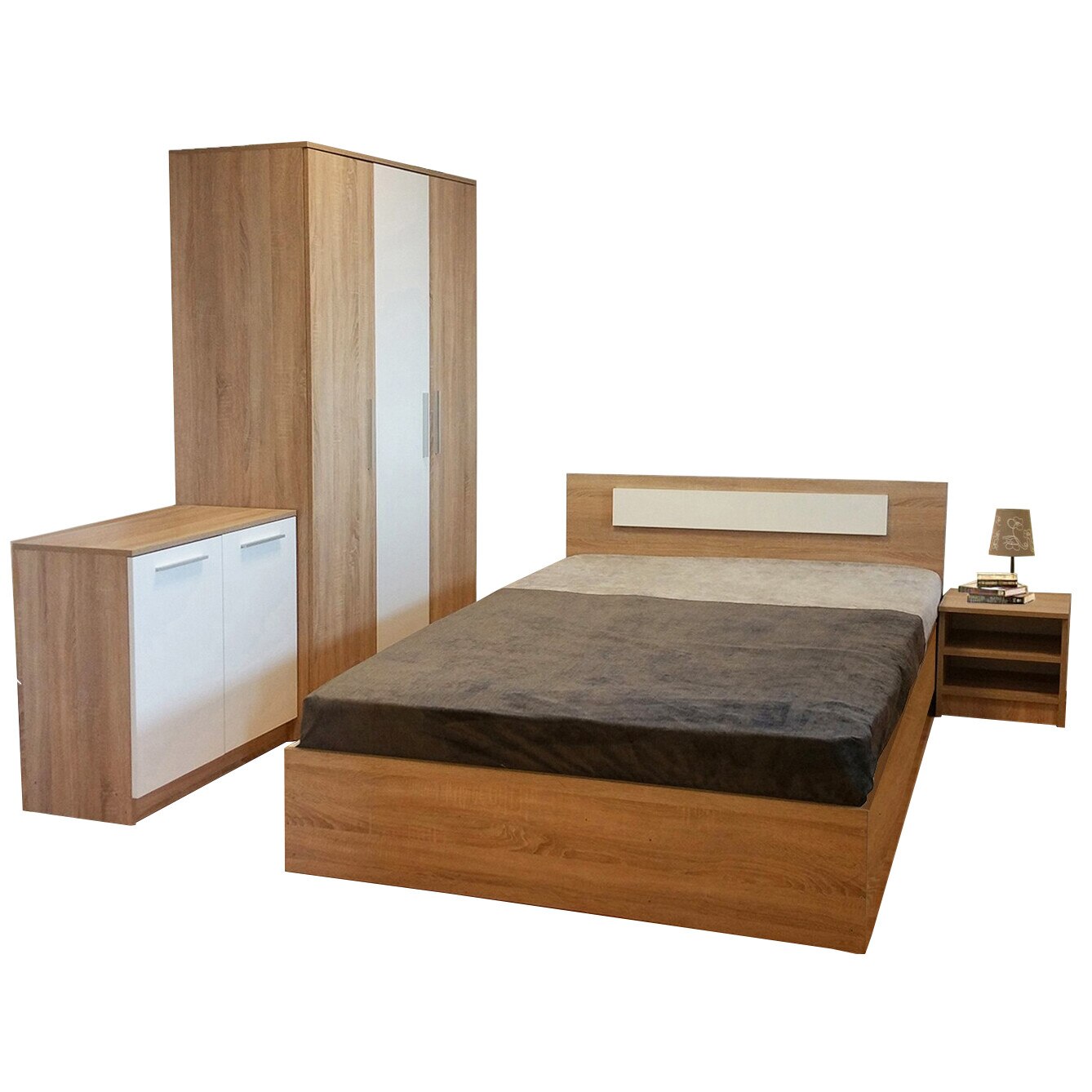 Dormitor Sonia, pat 160, Sonoma/Alb