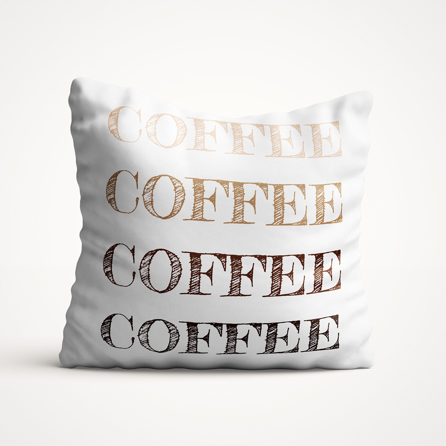 Perna decorativa cu mesaj, Felicis, din bumbac Coffee before everything.