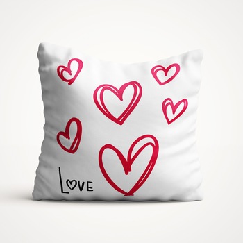 Perna decorativa cu mesaj, Felicis, din bumbac Love brings happiness. Perna decorativa cu mesaj, Felicis, din bumbac Love brings happiness.