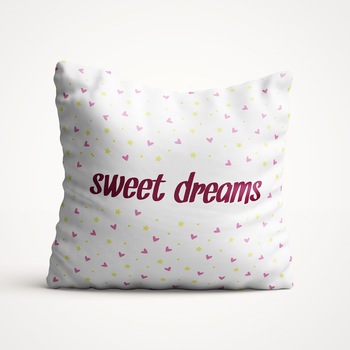 Perna decorativa cu mesaj, Felicis, din bumbac Sweet dreams. Perna decorativa cu mesaj, Felicis, din bumbac Sweet dreams.