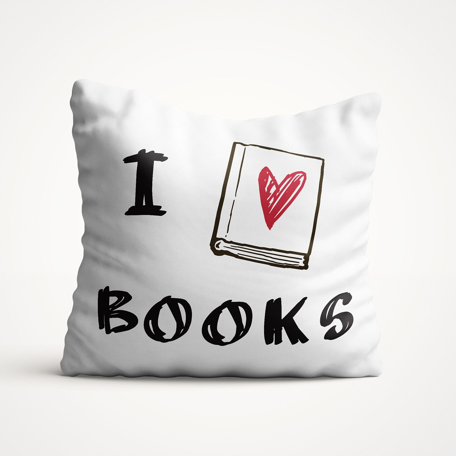 Perna decorativa cu mesaj, Felicis, din bumbac I love books.