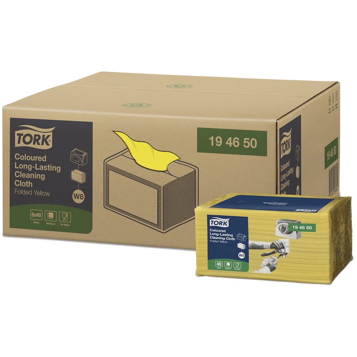 Tork Кърпа за почистване, 1 слой, Жълта, 40 бр/комплект, 8 комплекта/кутия