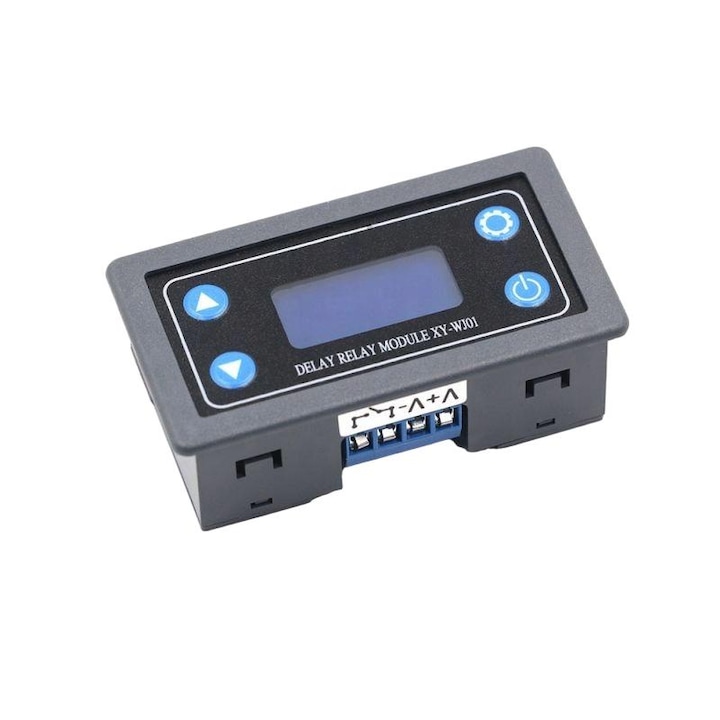 Modul Releu Cu Temporizator Digital Programabil, Xy-Wj01, 80Ma 6-30V, 43x78x21 mm, Negru, Display Lcd, Functie De Oprire De Urgenta, Modul Salvare Energie, Memorie Setari, Comunicare Uart, Timp 0.01 Sec La 9999 Min, Automatizare Profesionala