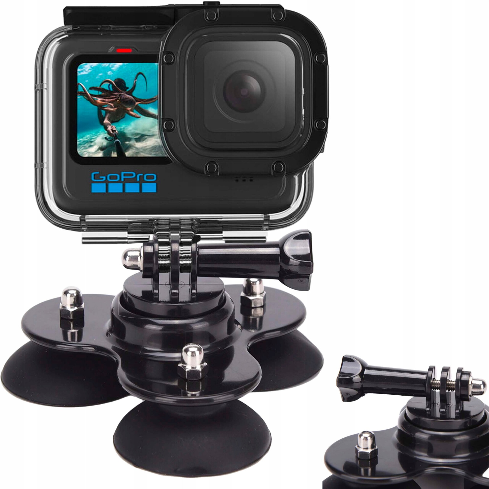 Suport auto tripla ventuza parbriz, GearPro, fixare camere GoPro Hero ...