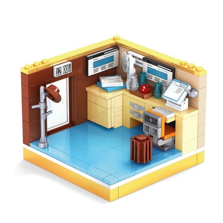 Детски конструктор Office, Habarri, Plastic, 174 части, 3+ години, Многоцветен