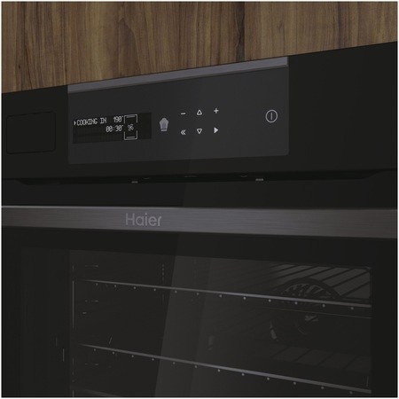 Cuptor incorporabil Haier HWO60SM5S9BH, Electric, 70 l, Autocuratare pirolitica+, Interfata I-MESSAGE TAD STEAM, Wi-Fi+ Bluetooth, Sonda temperatura cu fir, Softclose, Clasa A+, Negru
