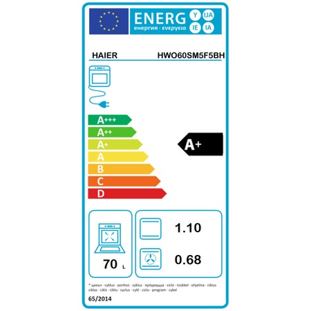 Cuptor incorporabil Haier HWO60SM5F5BH, Electric, 70 l, Autocuratare catalitica, Interfata I-Turn, Wi-Fi + Bluetooth, Softclose, Clasa A+, Negru