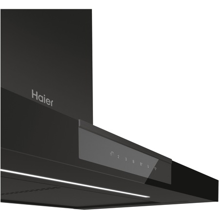 Hota incorporabila decorativa Haier HATS9DS46BWIFI, Putere de absorbtie 852 mc/h, 5 Viteze, Wi-Fi + Bluetooth, Control Touch, Filtre Carbon, 90 cm, Clasa A+, Negru