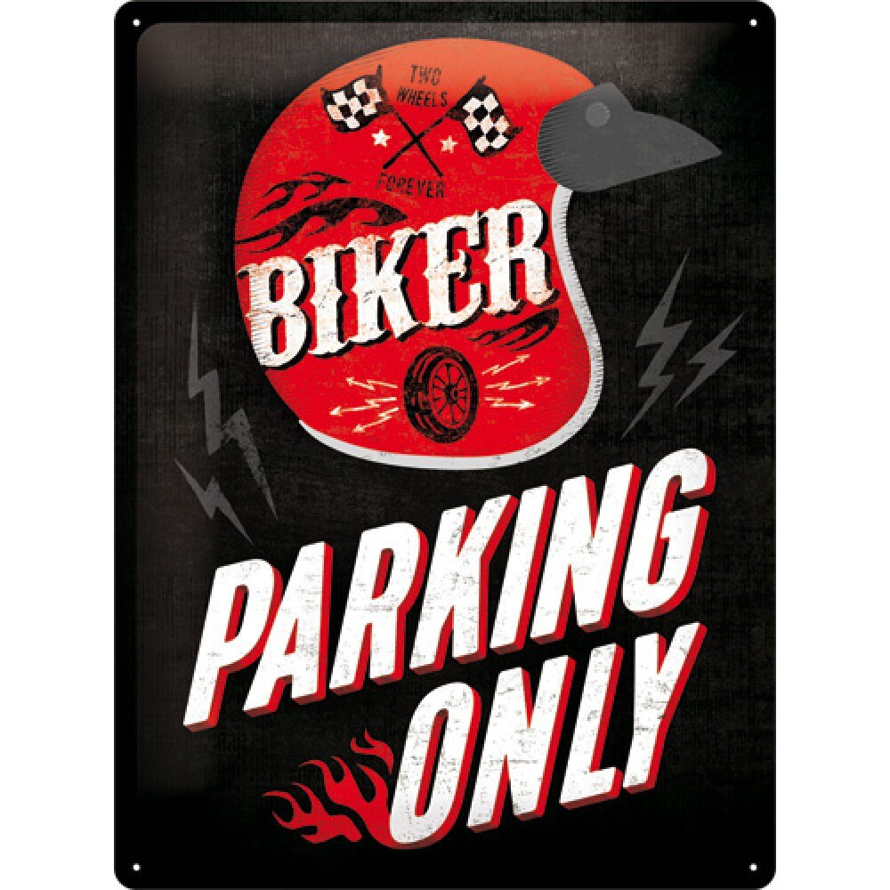 Tablou metalic - Biker Parking Only Red - 30x40 cm