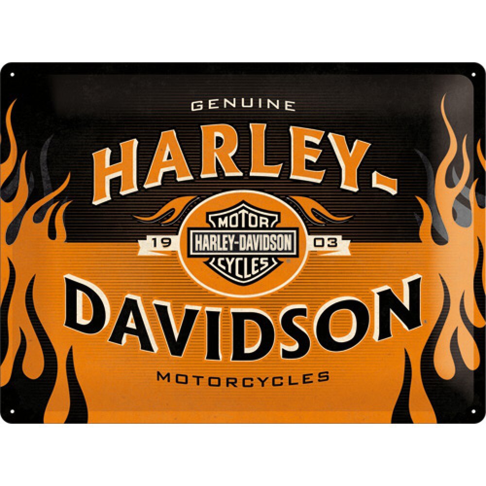 Tablou metalic - Harley Davidson logo Orange - 30x40 cm