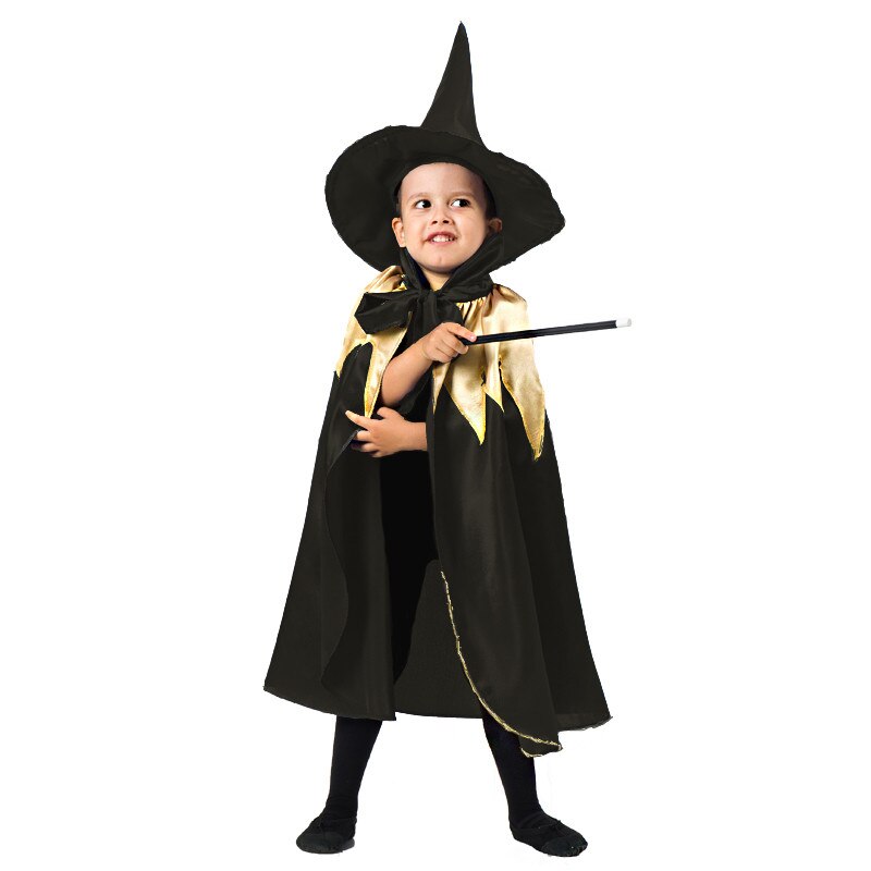 Pelerina si palarie vrajitor negru 6-7ani/ 130cm