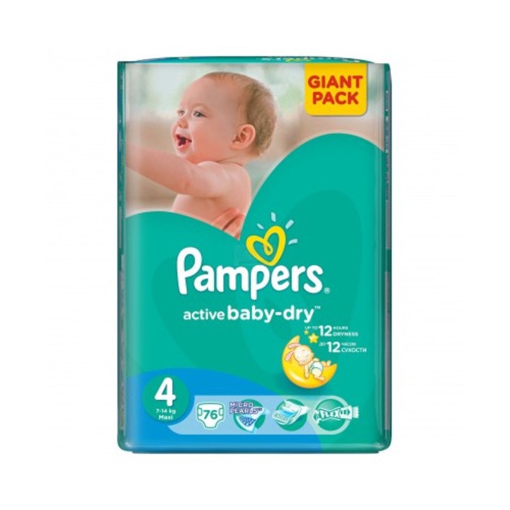 Пелени Pampers Active Baby Dry, 4, 7-14 кг, 76 бр