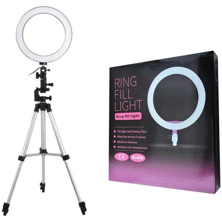 Ring лампа Digital One SP00784, Оригинална, 12 инча, Лед, QX300, 31см, Със стойка трипод до 210см, Вградено дистанционно Tik Tok Ring Fill Light