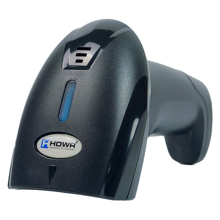 Scaner fara fir pentru coduri de bare, QR, 1D si 2D, scanare manuala si automata, confirmare luminoasa si sonora a scanarii, baterie de 1800 mAh, pana la 45 de ore de functionare, interfata USB, Virtual COM-USB, cablu de 150 cm, negru, HDWR, HD1100A
