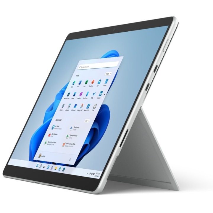 Tableta Microsoft Surface Pro 8, Procesor Intel® Core™ i5-1145G7, PixelSense 13", 16GB RAM, 256GB SSD, 8MP, Wi-Fi, Bluetooth, 4G, Windows 11 Pro Argintiu