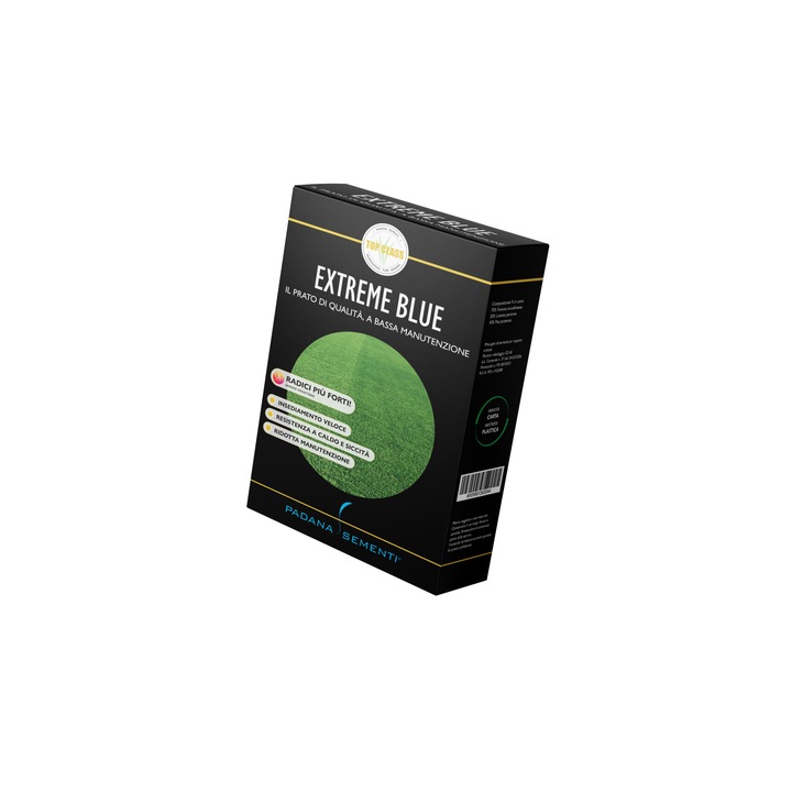Seminte de gazon profesionale Padana© Extreme Blue, 1 kg, acoperire 35 metri patrati, intretinere redusa, radacini rizomate