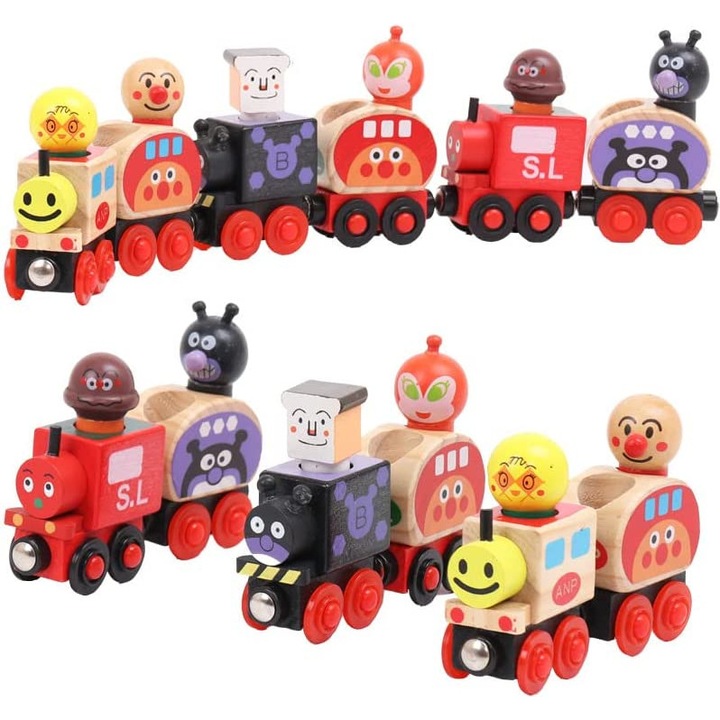 Mágneses vonat készlet gyerekeknek, Hnsmart, Fa, 3 év+, Többszínű