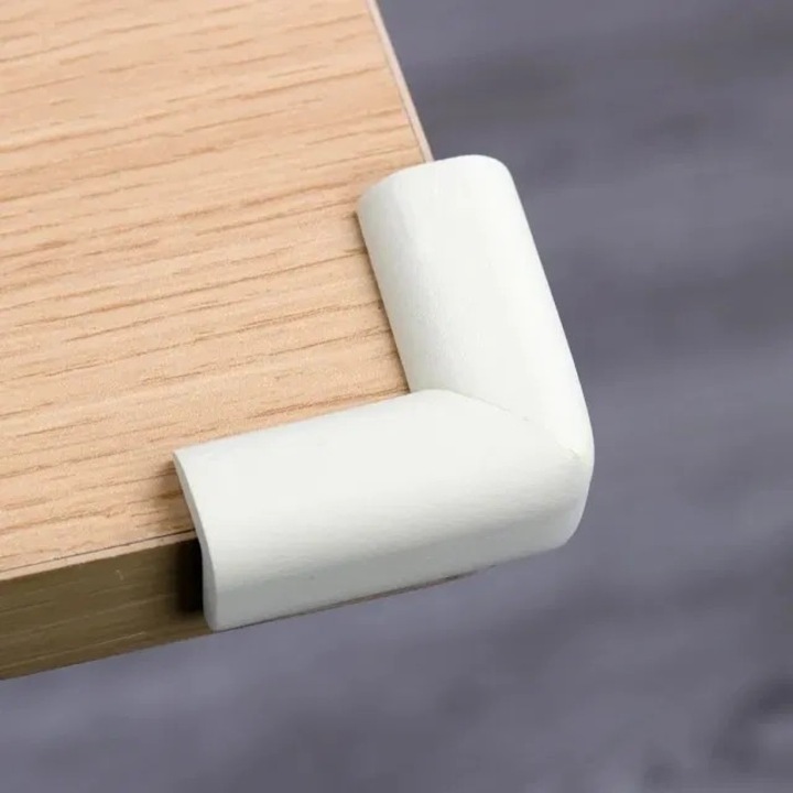 Set 6 bucati subtiri protectii colturi mobilier, Empria, 2.3x0.7x5 cm, Alb Fildes