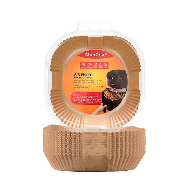 Хартия за печене за Air Fryer, 100 броя, Кафяв, 20 см×20 см×4,5 см