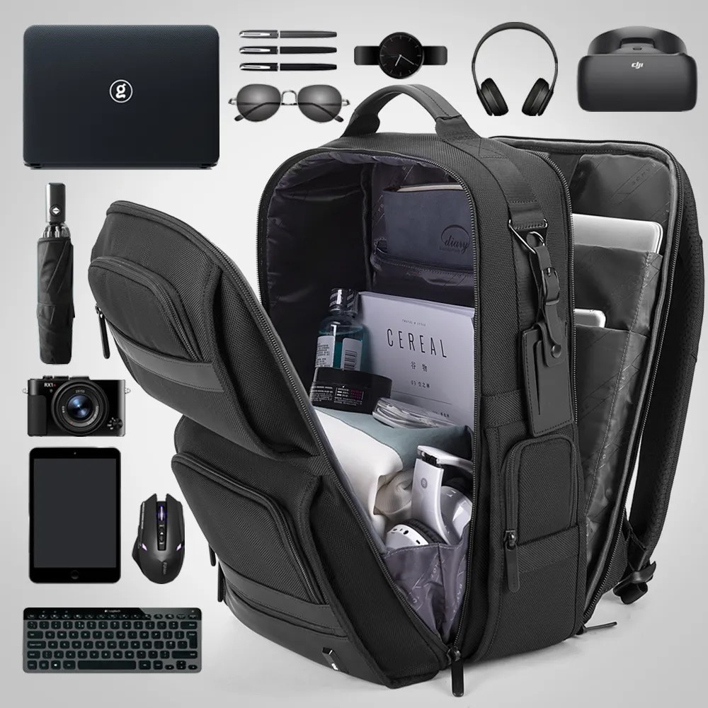 Rucsac laptop 15.6", casual business, pentru calatorii, impermeabil, BANGE, 45x33x19 cm, Negru