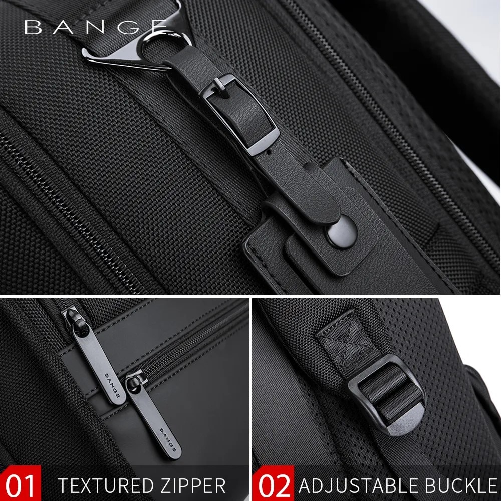 Rucsac laptop 15.6", casual business, pentru calatorii, impermeabil, BANGE, 45x33x19 cm, Negru