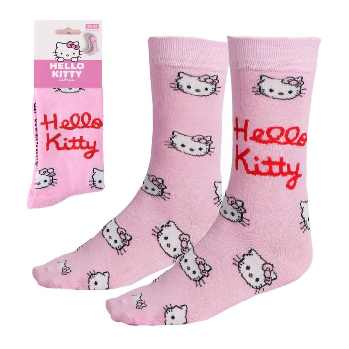 Sosete Hello Kitty, 36-43 Roz 36-43 EU