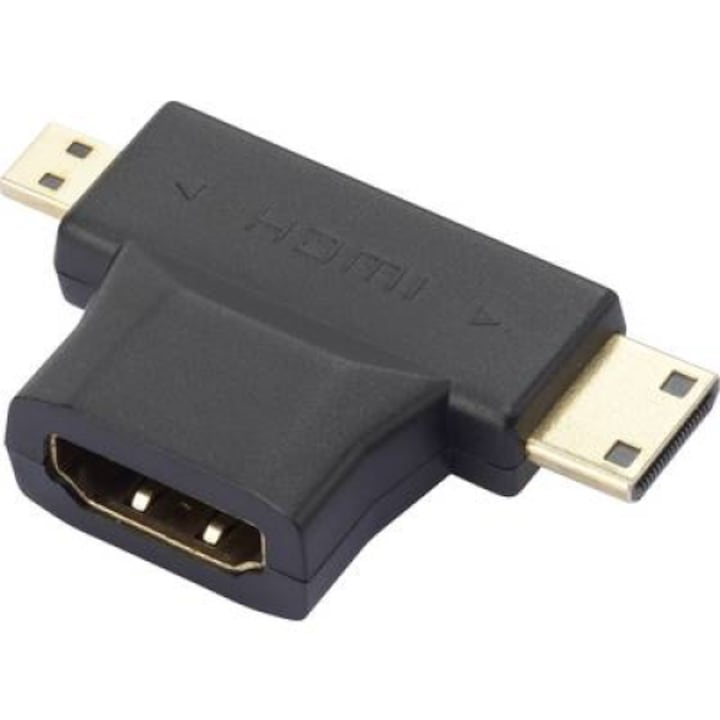 Adaptor, SpeaKa, HDMI Y, 1x mufa HDMI, C mini, Mufa HDMI, D micro - 1x mufa HDMI, Negru