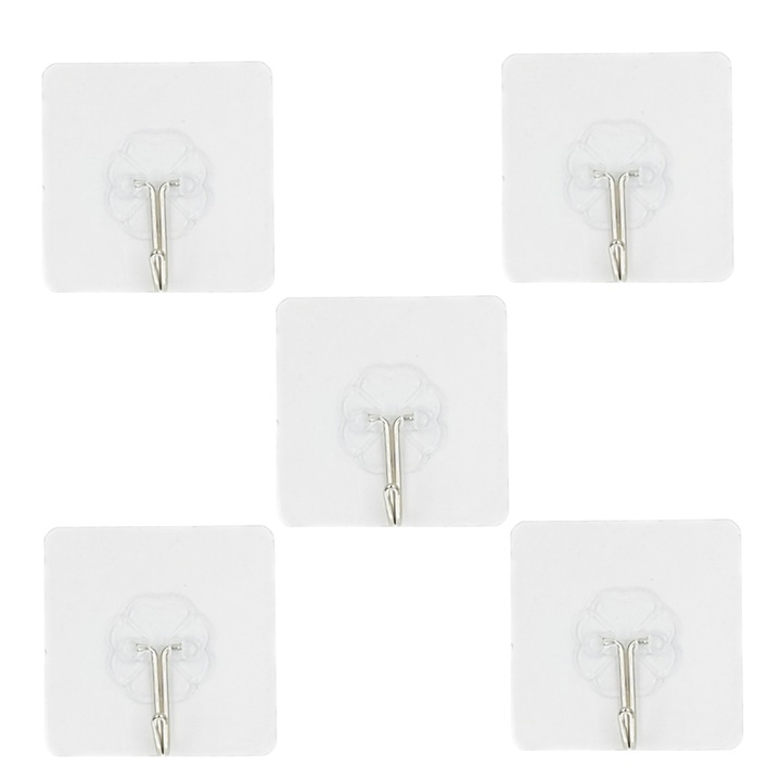 Set 10 carlige de baie cu adeziv, transparent