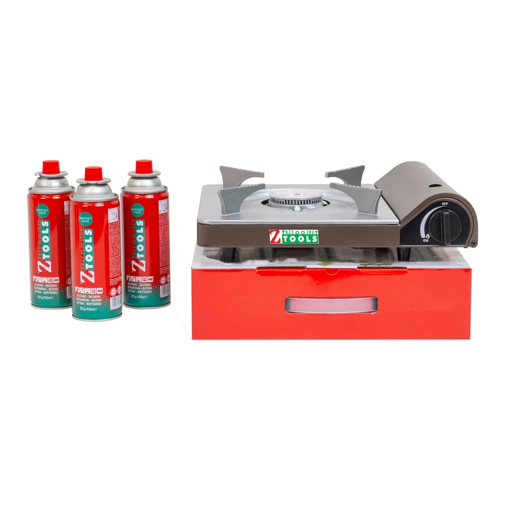 Pachet aragaz camping, putere 3.5kw, aprindere automata plus 3 butelii 410ml / ZTS 5614_1