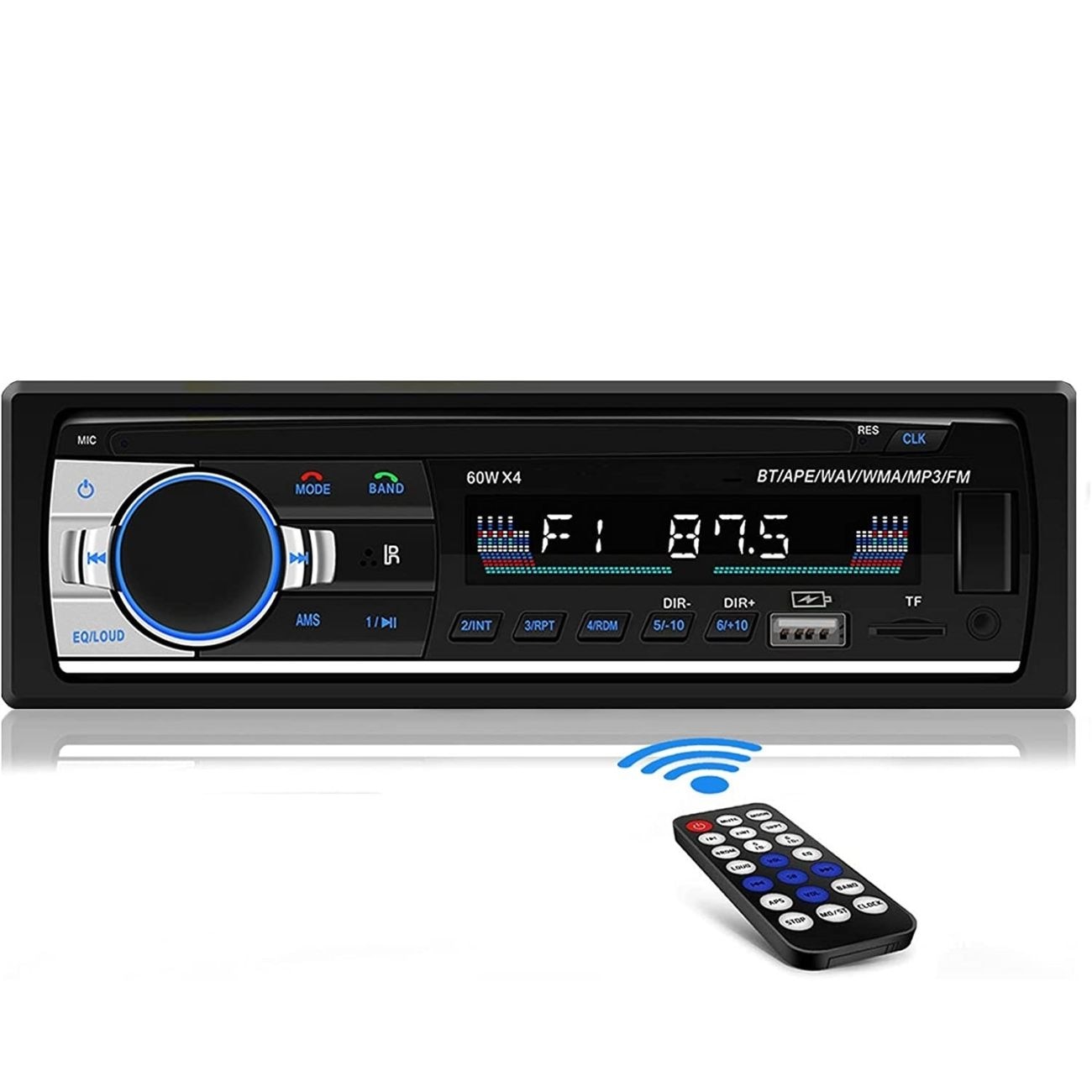 Radio CD MP3 Player Auto 1DIN cu Bluetooth si Telecomanda, Putere 4x40W  RMS, Functie Telefon, Afisaj Multicolor, FM, AUX, USB, Card SD, RCA 